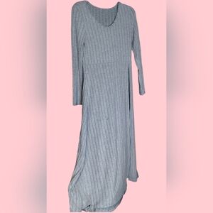Gray Ribbed Long Sleeve Dress